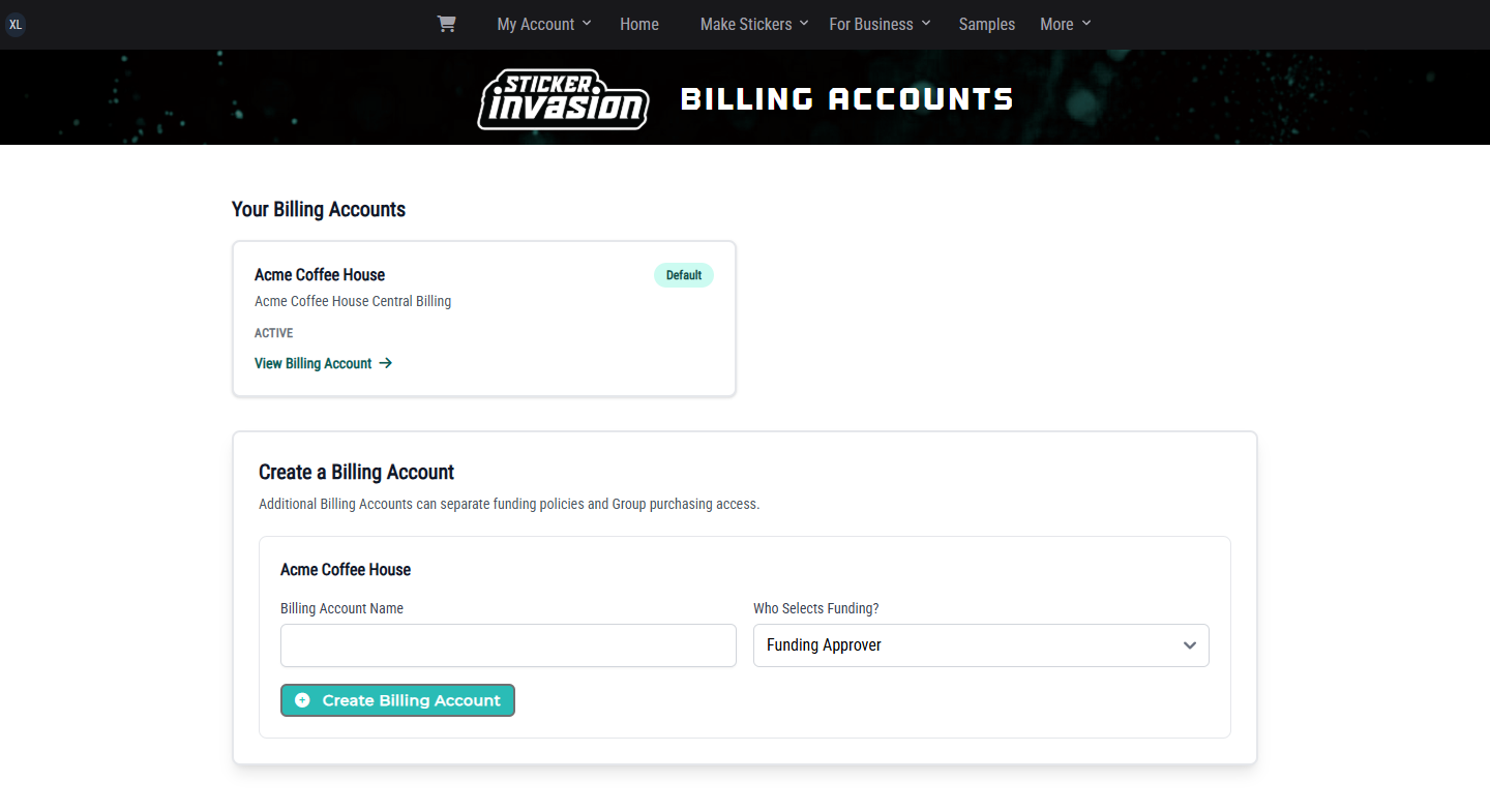 Acme Coffee House Billing Accounts