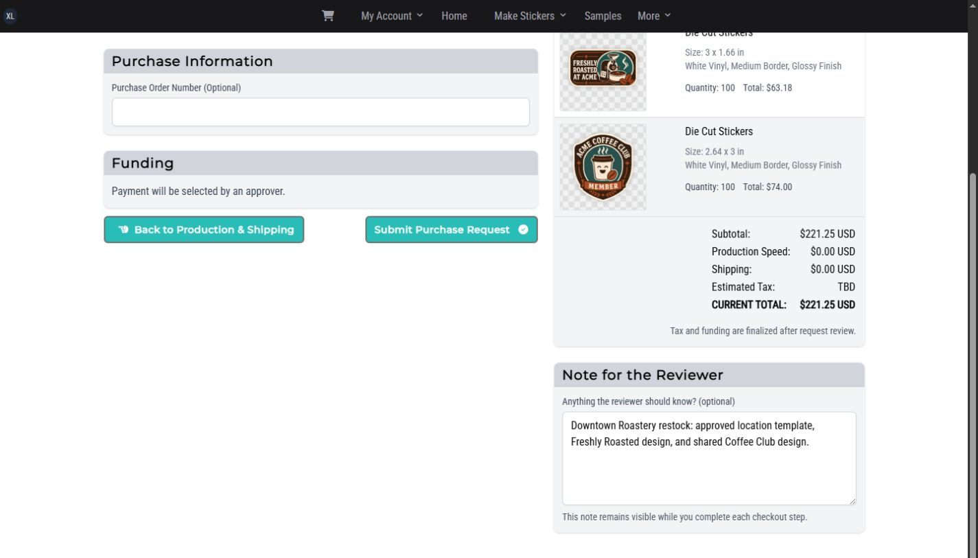 Funding step of the three-step Acme Team checkout