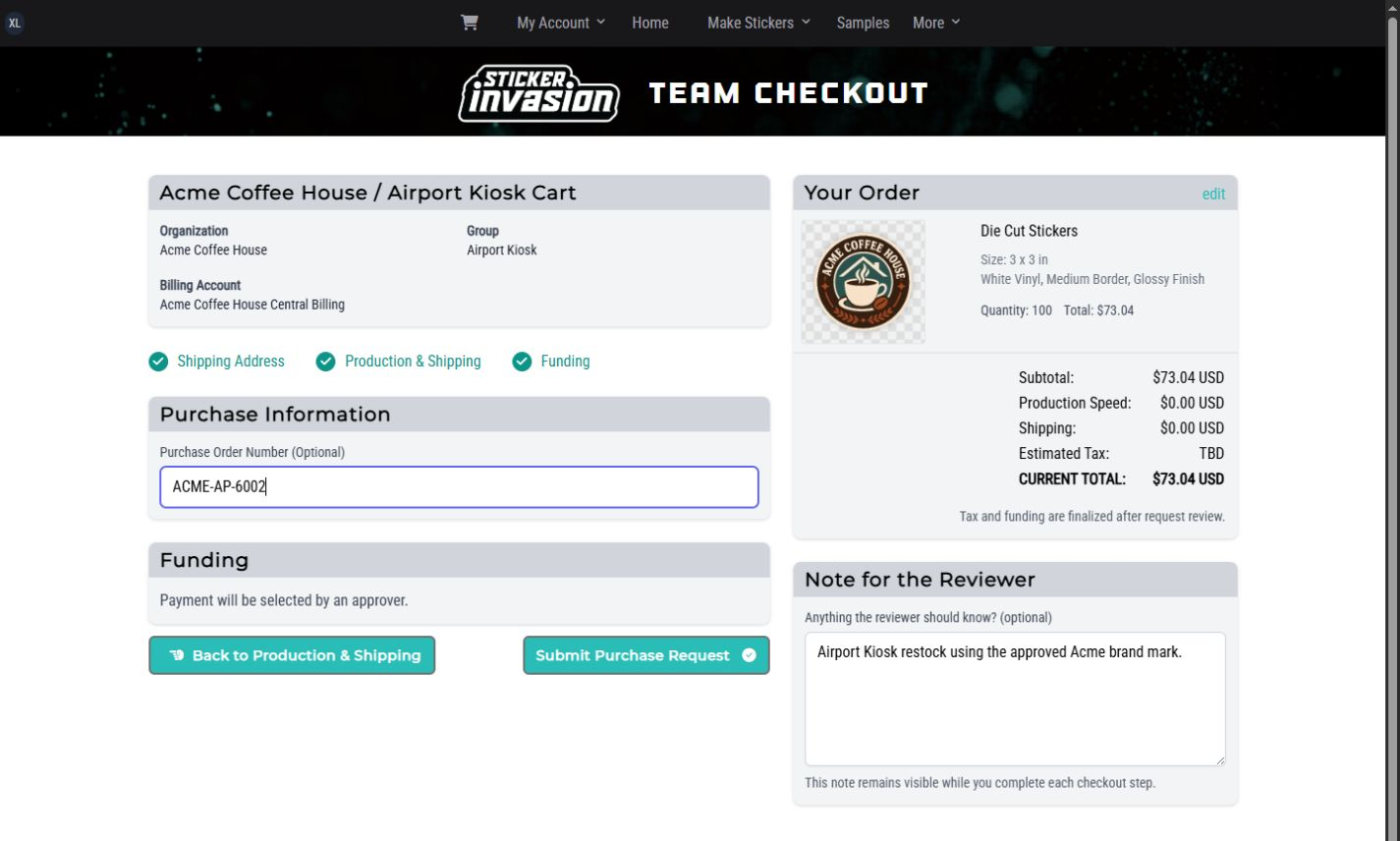 Airport checkout purchase information and funding step