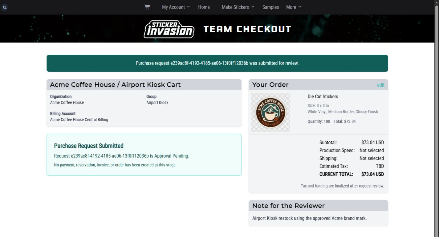 Submitted Airport purchase request confirmation