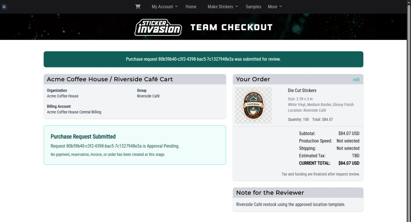 Submitted Riverside purchase request confirmation