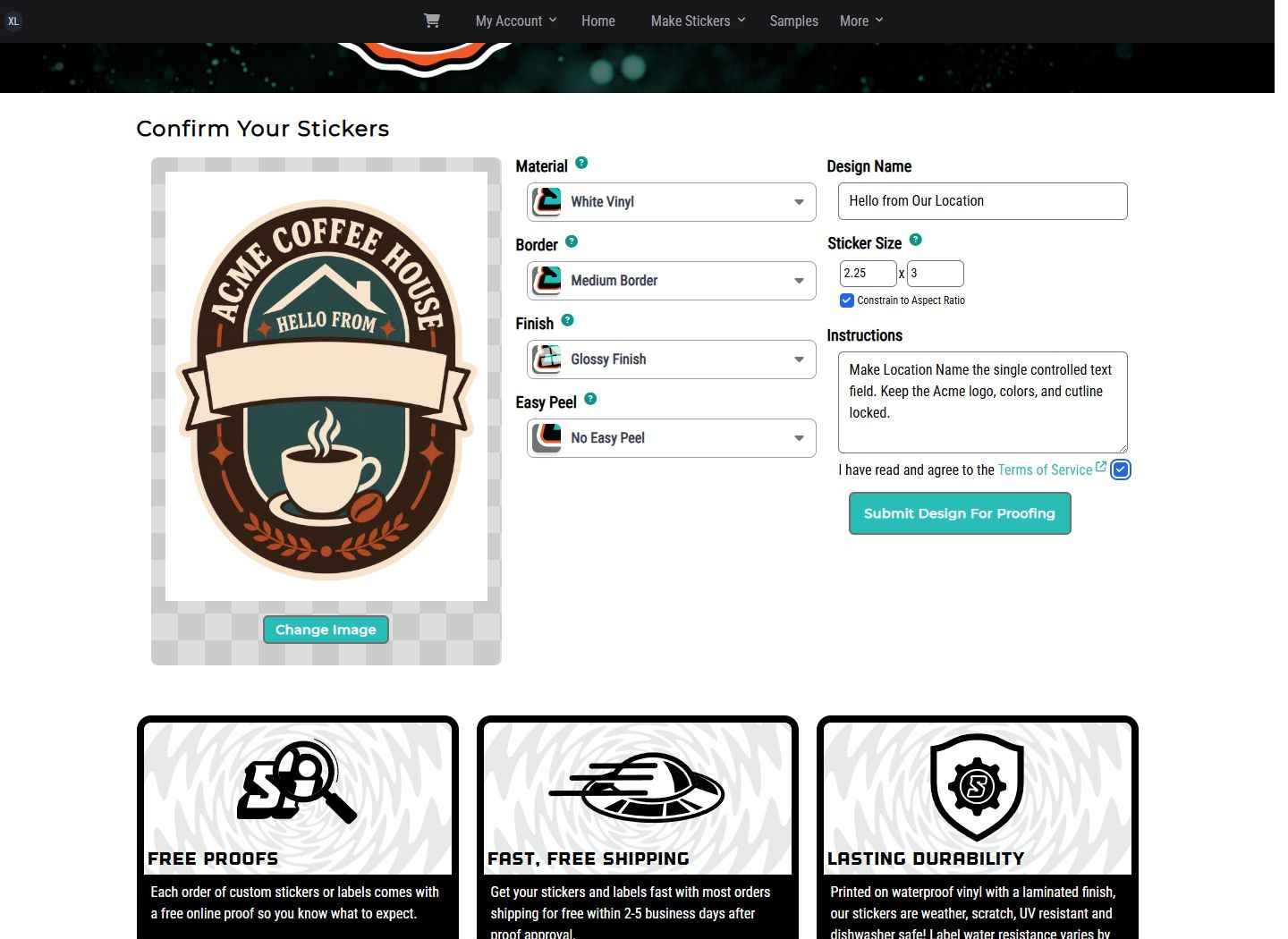 Templated design submission instructions